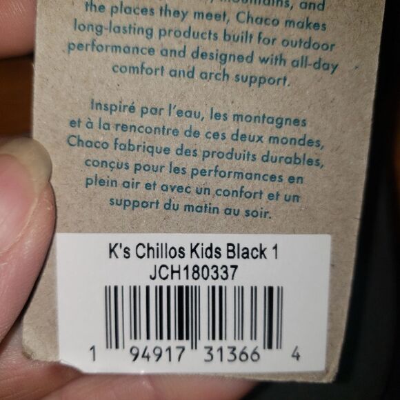 Chaco Chillos Kids Black sandals size 1 - Picture 6 of 6